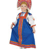 Русский народный костюм "Дуняша" детский хлопковый синий сарафан и блузка 7-12 лет