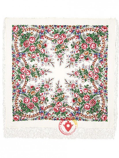 Шерстяной Павлопосадский платок &quot;Весеннее утро&quot;, 125*125 см, арт. 555-1