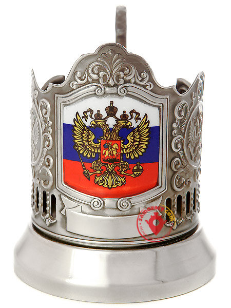 Никелированный подстаканник с цветным нанесением "Флаг России" Кольчугино